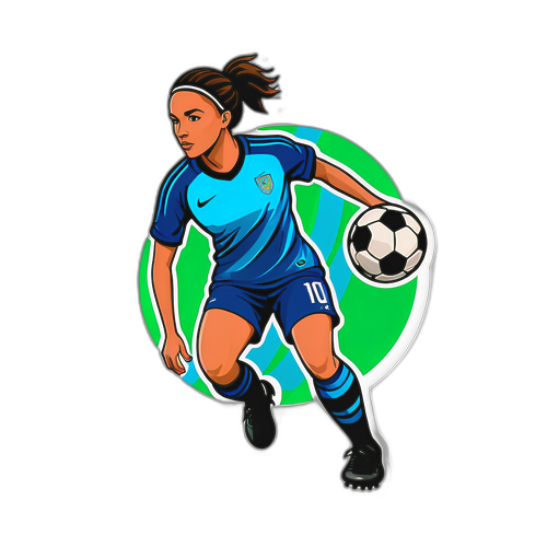 Sticker av en kvinnelig fotballspiller