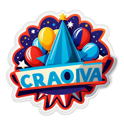 Sticker Retro cu Temă de Petrecere - Universitatea din Craiova