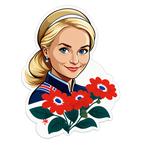 Uforglemmelig Eleganse: Mette-Marit med Blomster og Norges Flagg!