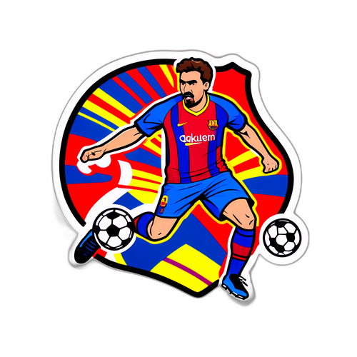 Barcelona-inspirert klistremerke med ikoniske fotballspill