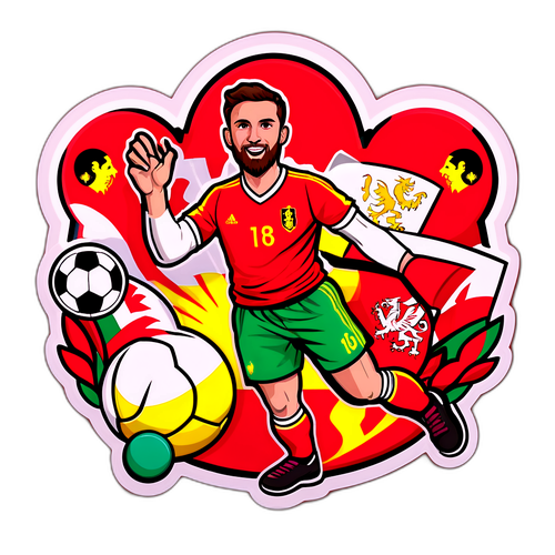 Sticker van de wedstrijd tussen België en Wales