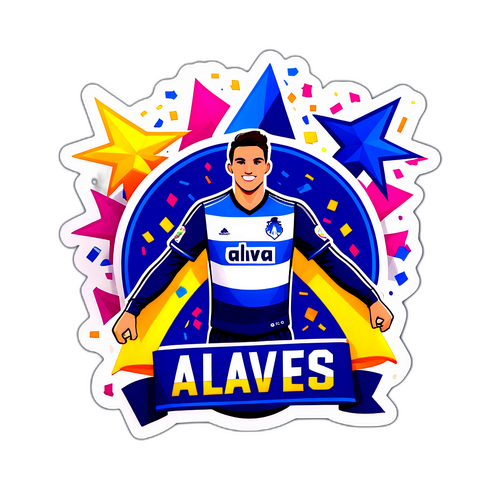 Farverig Alaves Klistermærke med Fans i Stadion