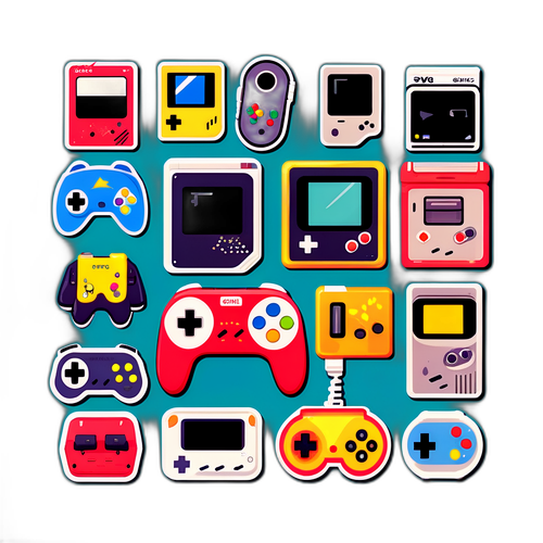 Koleksyon ng mga Playful na Vintage Video Game Consoles at Mga Gaming Characters