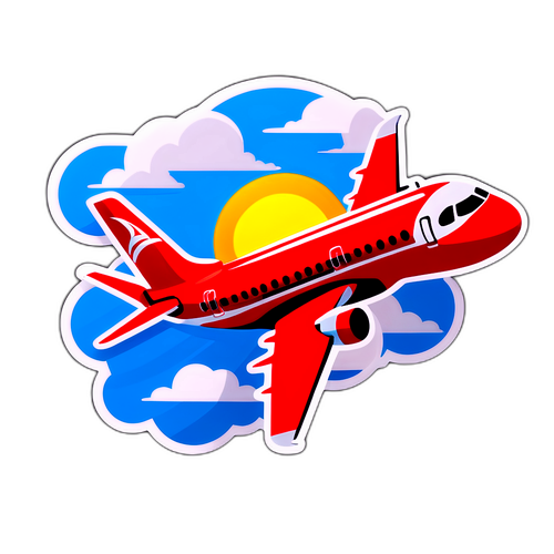 Masiglang eroplano ng AirAsia na may mga ulap at araw