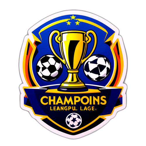 Retroowy znaczek przedstawiający wyścig o Puchar Europy w UEFA Champions League