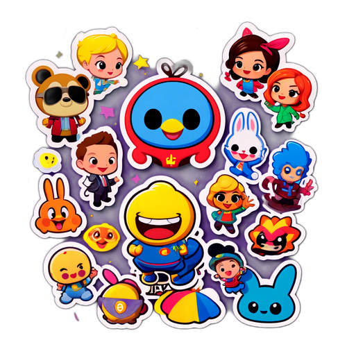 สติ๊กเกอร์ธีมจากช่อง 3 ที่รวมตัวละครการ์ตูนสดใส