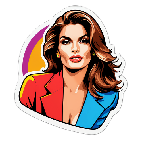 Vibráló pop-art matrica Cindy Crawford-ról