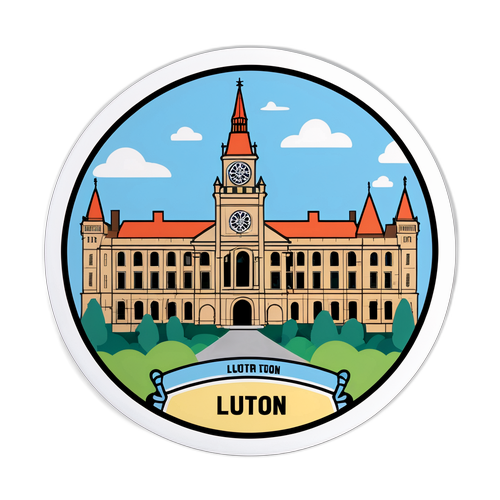สติกเกอร์ที่มีภาพสัญลักษณ์ของเมืองลูตัน