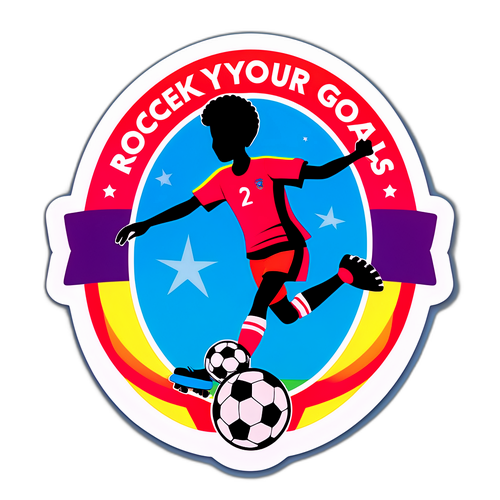 Δημιουργήστε ένα κίνητρο αυτοκόλλητο με τη σιλουέτα ποδοσφαίρου και το κείμενο 'Kickstart Your Goals!'