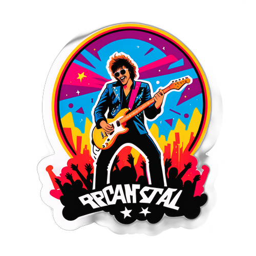 สติกเกอร์คอนเสิร์ตของร็อคสตาร์ที่เต็มไปด้วยพลัง