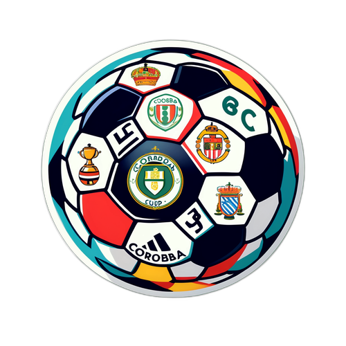 Balón de fútbol decorado con elementos de la Copa Córdoba