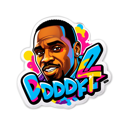Graffiti-inspirerad Diddy-klistermärke med texten 'Make It Happen'