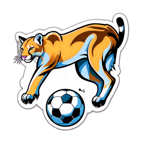 Puma em Ação com Bola de Futebol