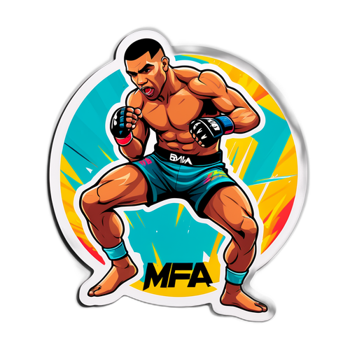 Autocollant représentant Edson Barboza en plein combat MMA