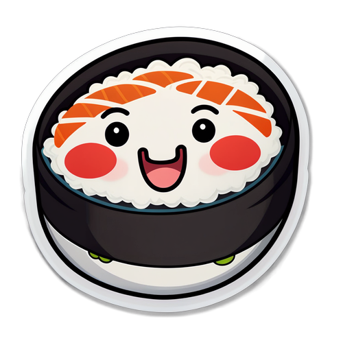 Kawaii Sushi Roll with Happy Face