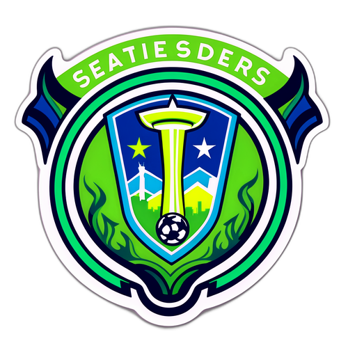 Seattle Sounders och Atlético Madrids logotyp i matchatmosfär