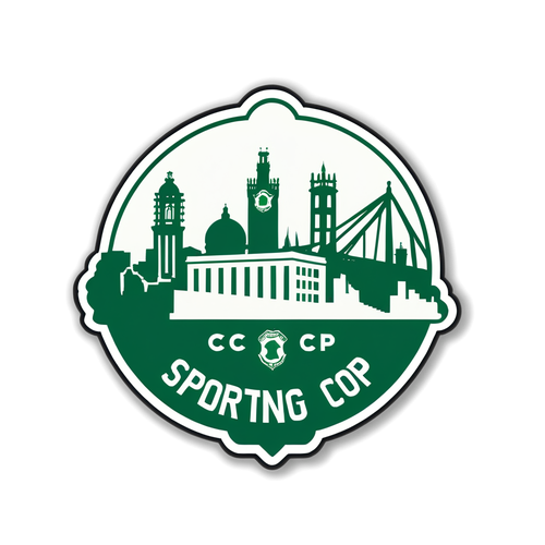 Emblem Sporting CP dengan Skyline Lisbon