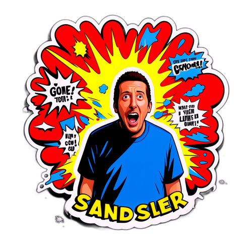 Aufkleber mit Adam Sandler im Slapstick-Moment
