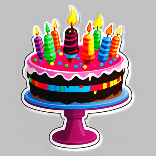 生日蜡烛彩虹冰淇淋蛋糕贴纸