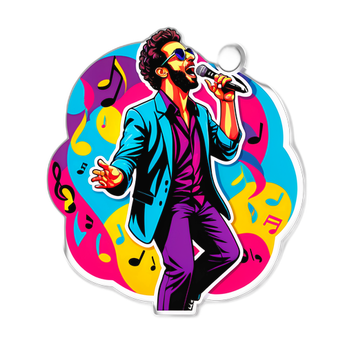 מדבקה בסגנון של אלי שראבי בפוזה של זמר