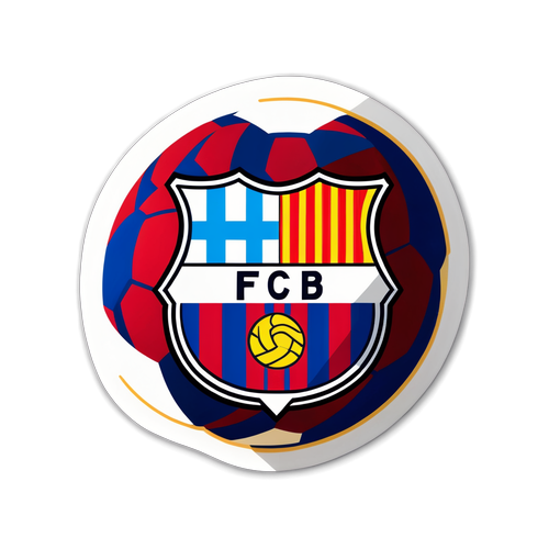 Sticker de Balón de Fútbol con Logos de Atlético de Madrid y FC Barcelona