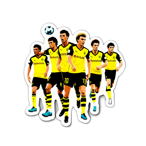 BVB Aufkleber mit berühmten Spielern in Aktion