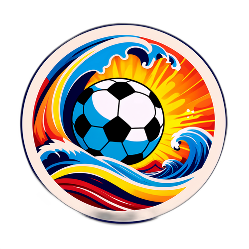 Футбольний м'яч, оточений хвилями, що символізують магнітну бурю
