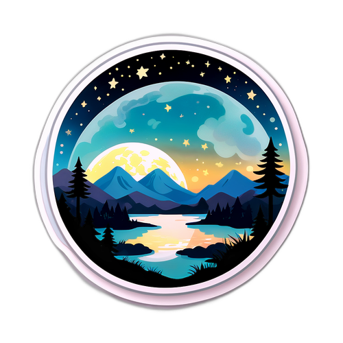 Glühender Vollmond über einer ruhigen Landschaft