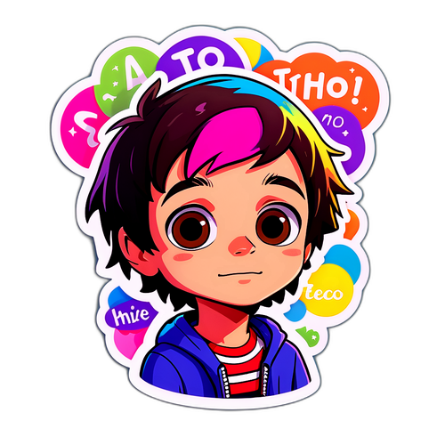 Autocollant de Théo avec un fond coloré