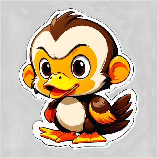 Cute Duck-Monkey Hybrid Sticker