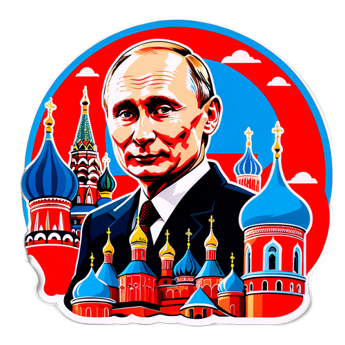 Путін у комікс-стилі на фоні куполів Кремля