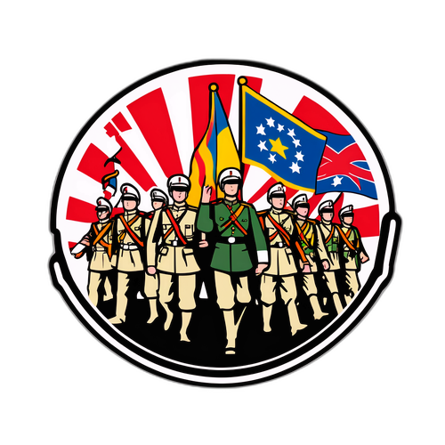 军队阅兵场景贴纸