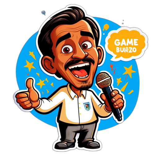 Caricatura de Galvão Bueno Narrando um Jogo