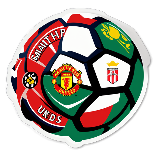 Diseño de balón de fútbol con logos de Manchester United y Southampton