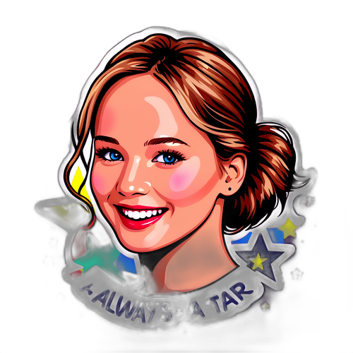 Nálepka s veselým portrétem Jennifer Lawrence