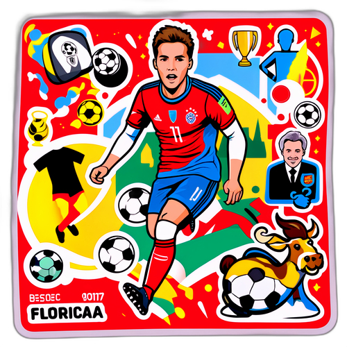 Lekfull sticker av Florian Wirtz med Bundesliga-element