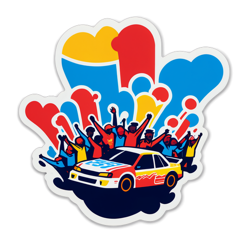 Een sticker die de enthousiasme van racefans weerspiegelt