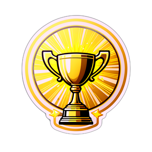 Sticker, der den Goldpreis als glänzenden Pokal darstellt