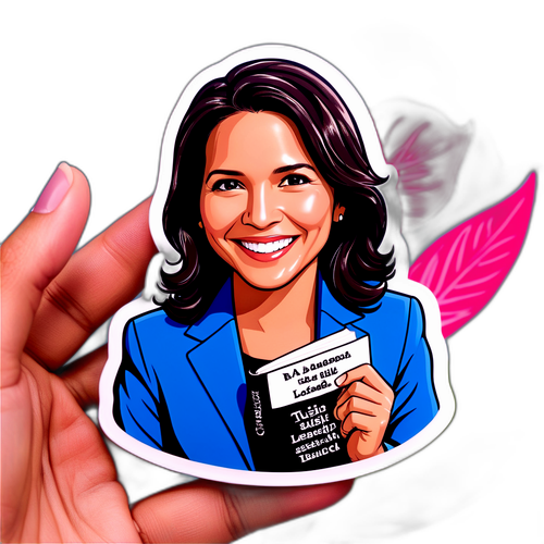 En Tulsi Gabbard-tema klistermärke med citat om ledarskap