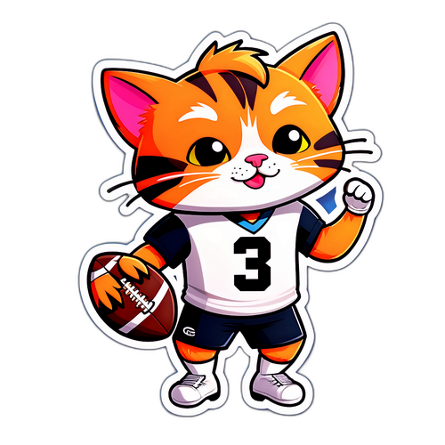 Stiker Kucing Pemain Sepak Bola