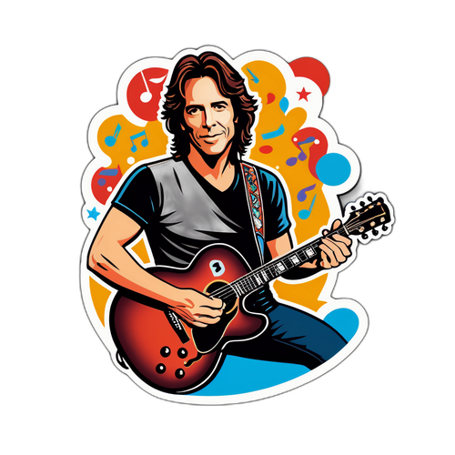 Retro Rick Springfield Guitar Sticker