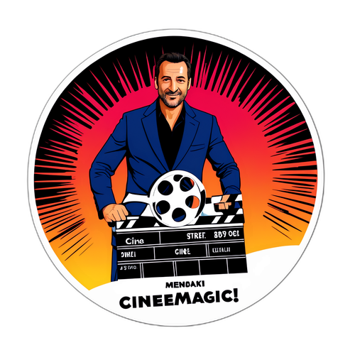 Geanimeerde sticker van Gilles Lellouche met de tekst "Cinemagic!"