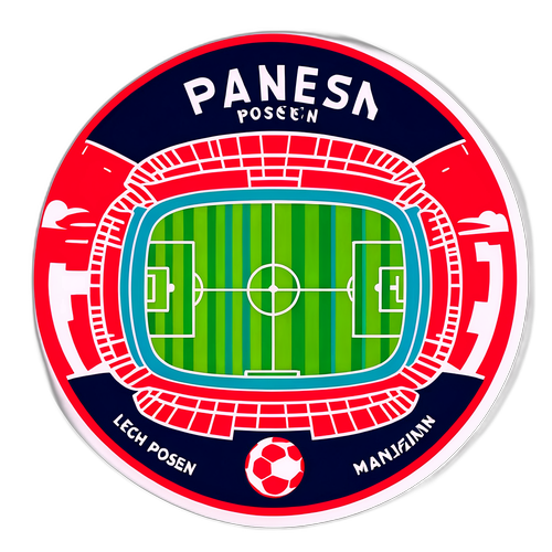 Aufkleber für Lech Posen gegen Mainz mit Stadionmotiv
