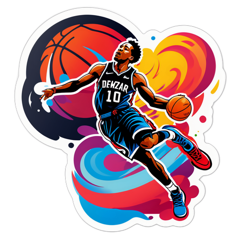 Artistikong Representasyon ni DeMar DeRozan sa Mid-air para sa Slam Dunk