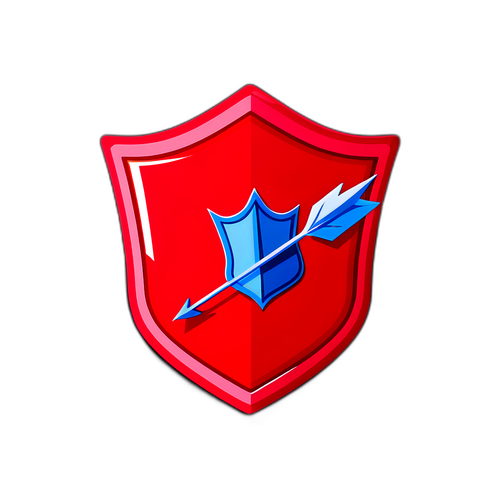 Miniatűr poszter stílusú matrica Ratajski piros pajzsa és nyila