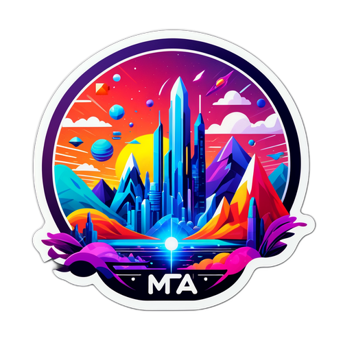 Futuristisk klistermärke med Meta-logotyp