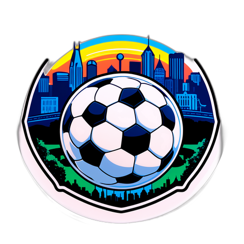 Makulay na Sticker ng Soccer Ball at Skyline ng Nashville