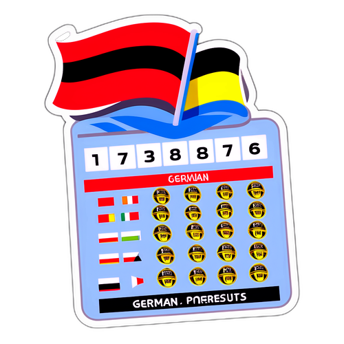 Sticker kết quả bóng đá Đức với số điểm nổi bật và lá cờ Đức