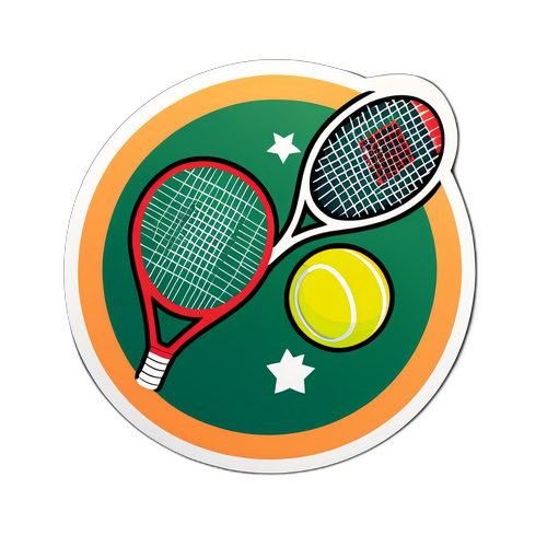 Sticker de Racket de Tenis y Balón de Fútbol