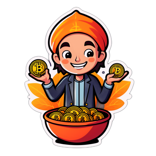 Vänlig Bitcoin Karaktär Klistermärke